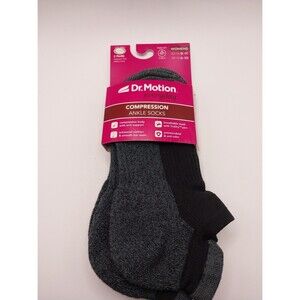 Dr. Motion Women's Everyday Compression Ankle Socks Black Gray 2 Pairs Size 4-10